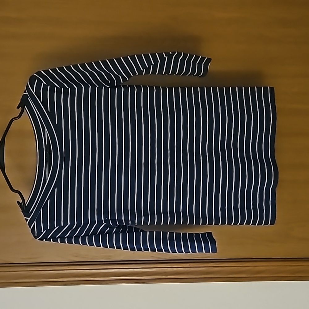 Ann Taylor Black and White striped shirt